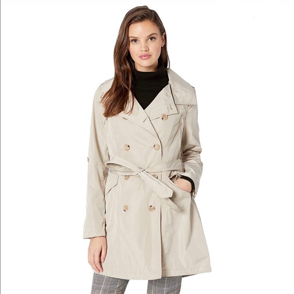 French Connection Drape Back Belted Trench Coat Palm Sand plus size 3X NWT
